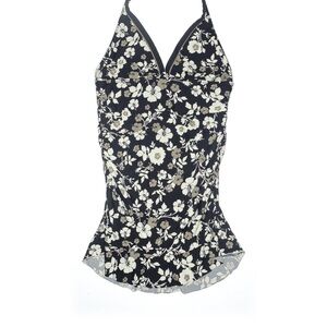 Floral Black and White One Piece Swimsuit